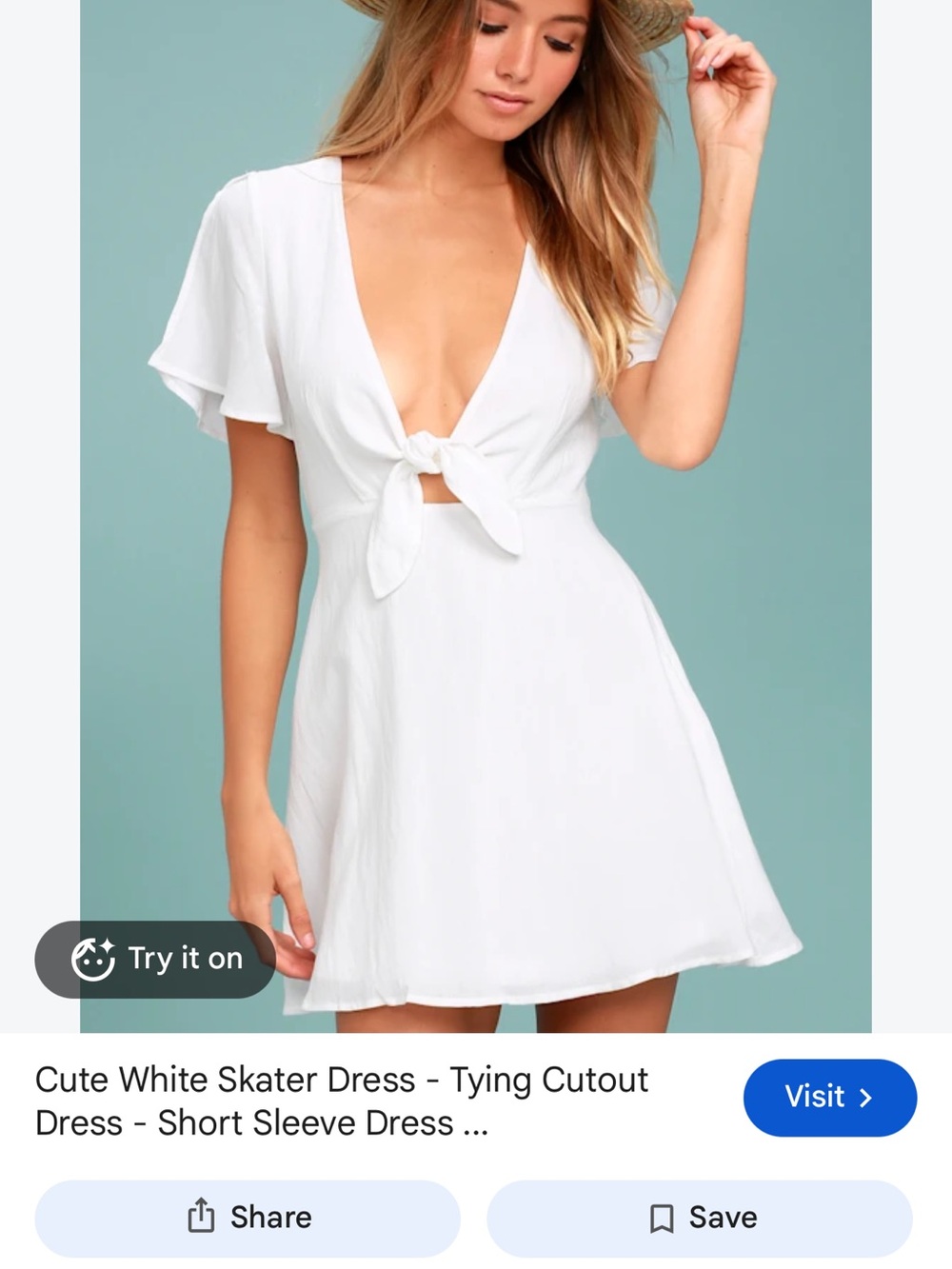 Lulu's White Tie-Front Skater Mini Dress